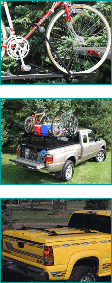 Sport Upright Bike Carrier, Utility Series Universal Soft Tonneau Rack, Custom Fit Lo-Pro tracks and Pro-File crossbars